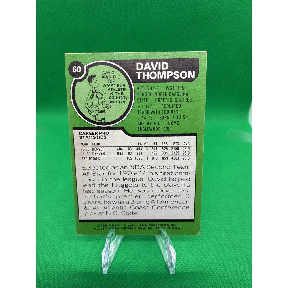 1977-78 Topps Basketball David Thompson #60 - Denver Nuggets